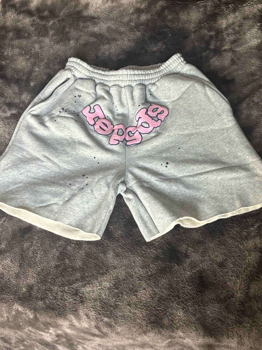 Grey Sp5der sweat shorts brand new Size Small